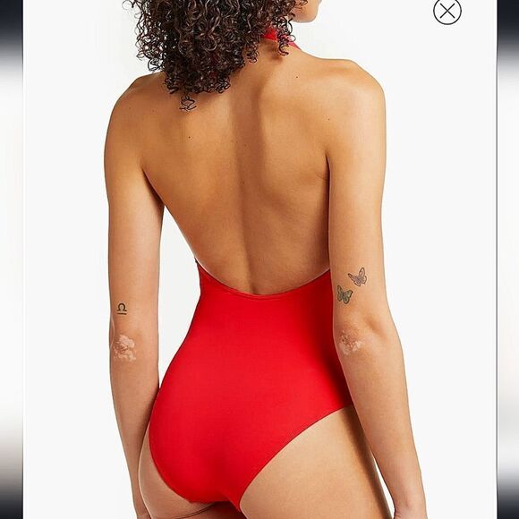 Sea Level Eco Essentials Red Keyhole Halter One-Piece Swimsuit Size 6 - Picture 5 of 13